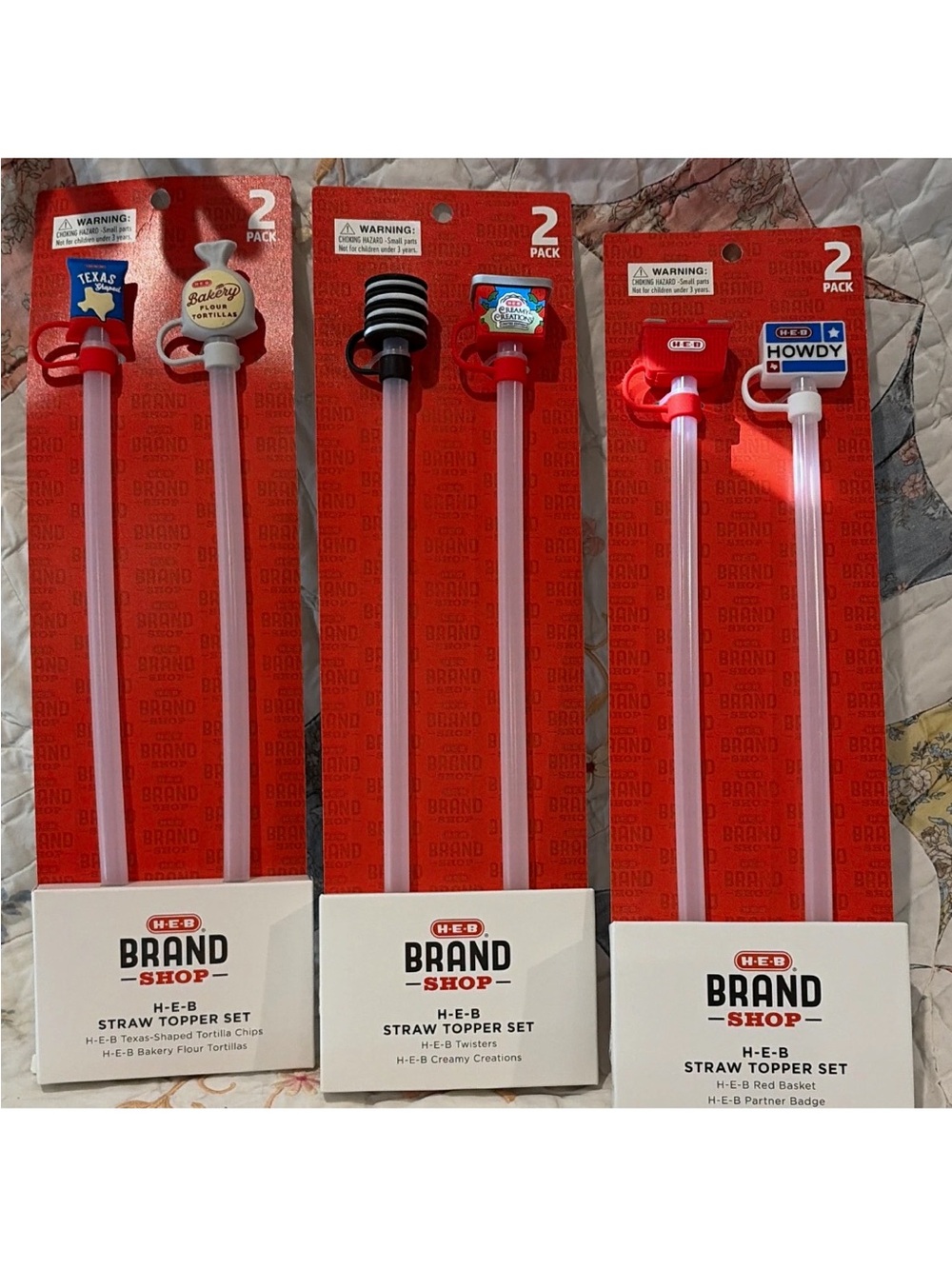 H-E-B Straw Topper  2 in Pack Reusable Silicone 3 packs Total